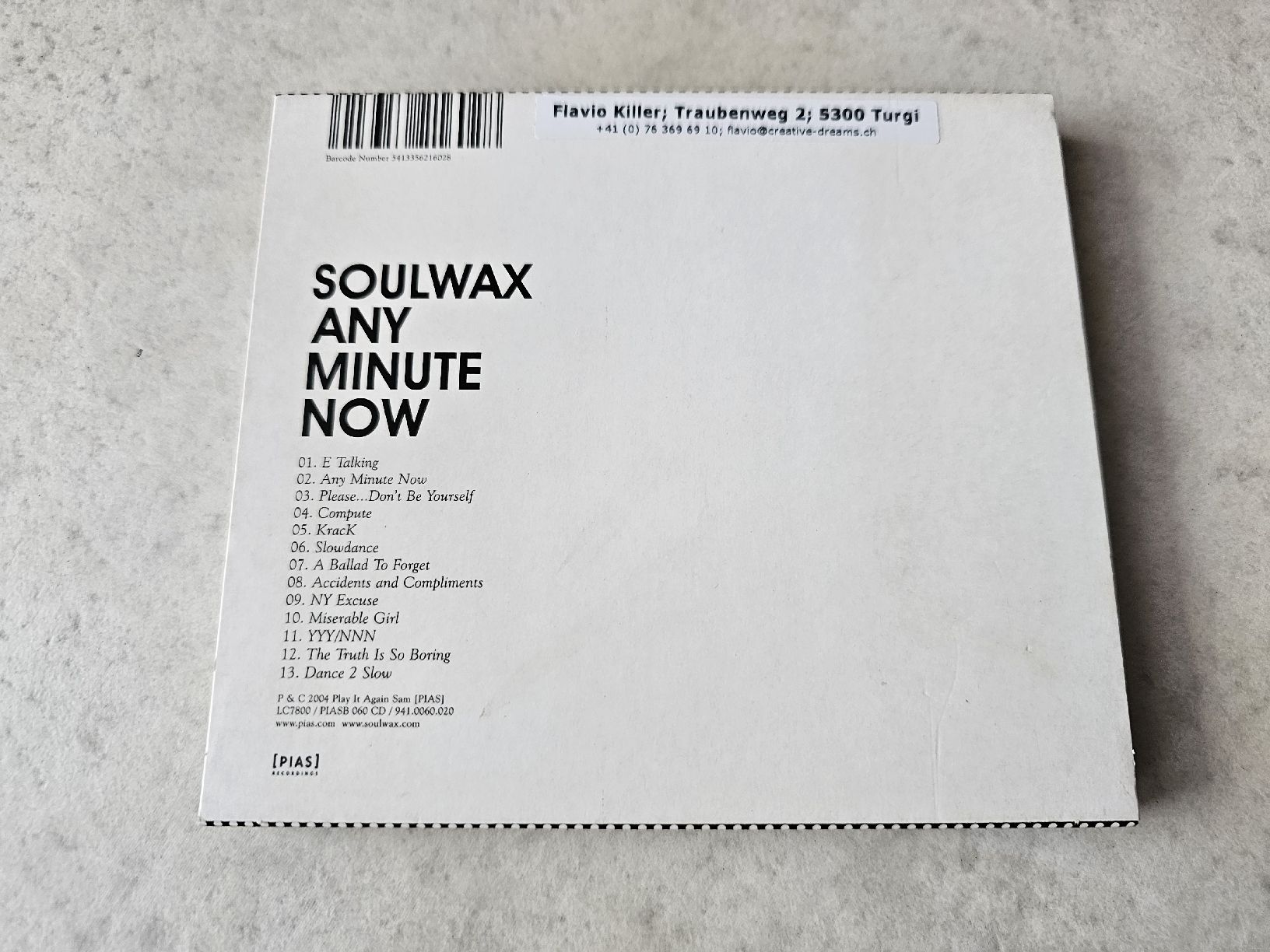 CD: Soulwax  -  Any Minute Now – Usato da Schneisingen venduto da backstore24 1