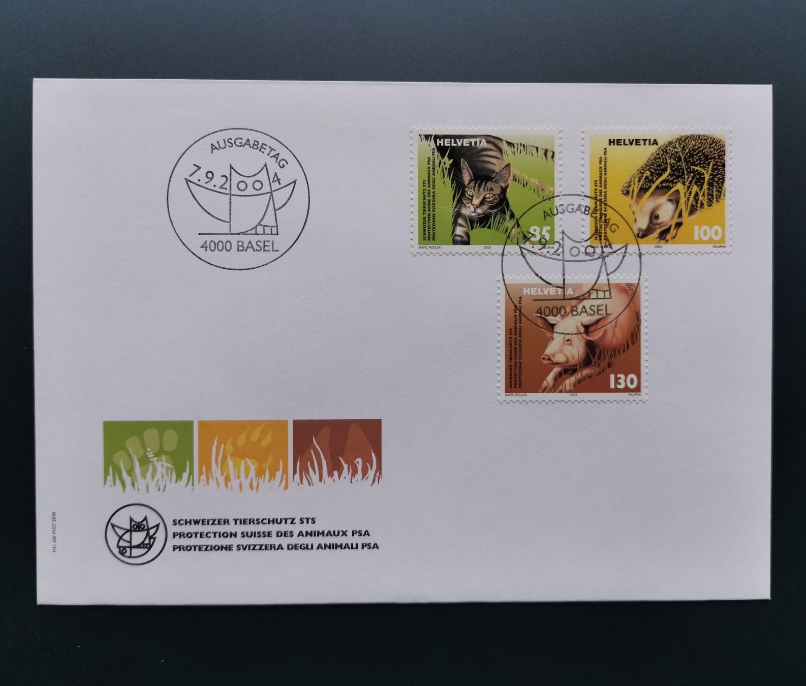 Tutti i francobolli: Schweiz FDC Sondermarken Tierschutz STS, 2004 – Usato da Gümligen venduto da Fairseriver