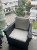 2 schwarze Rattan-Sessel – Outdoor / Balkon / Terrasse