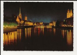 AK ca 1965 Zürich bei Nacht