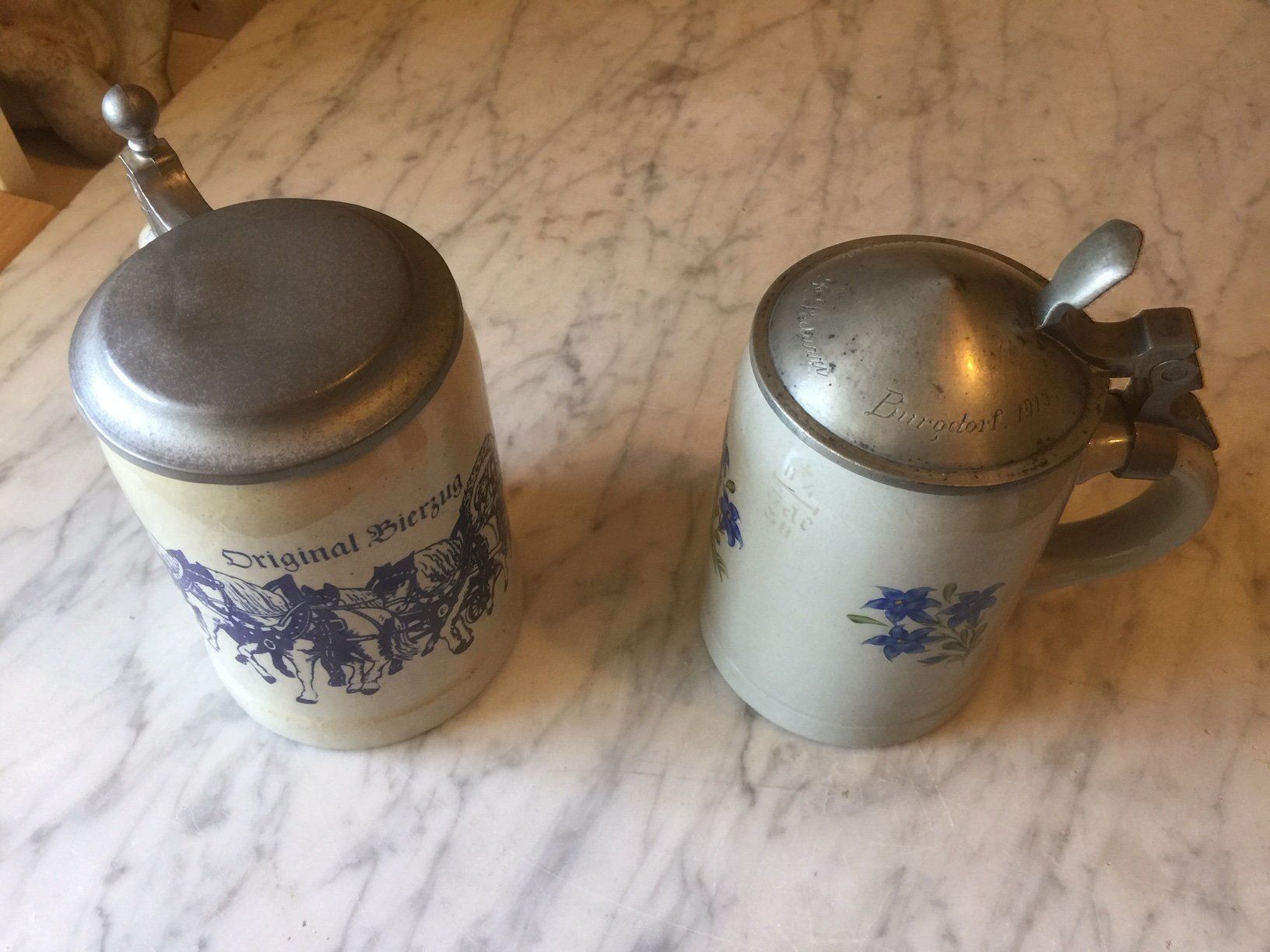 Contenitori & Simili: zwei Bierhumpen mit Zinndeckel – Usato da Bolligen venduto da Astrophysiker06