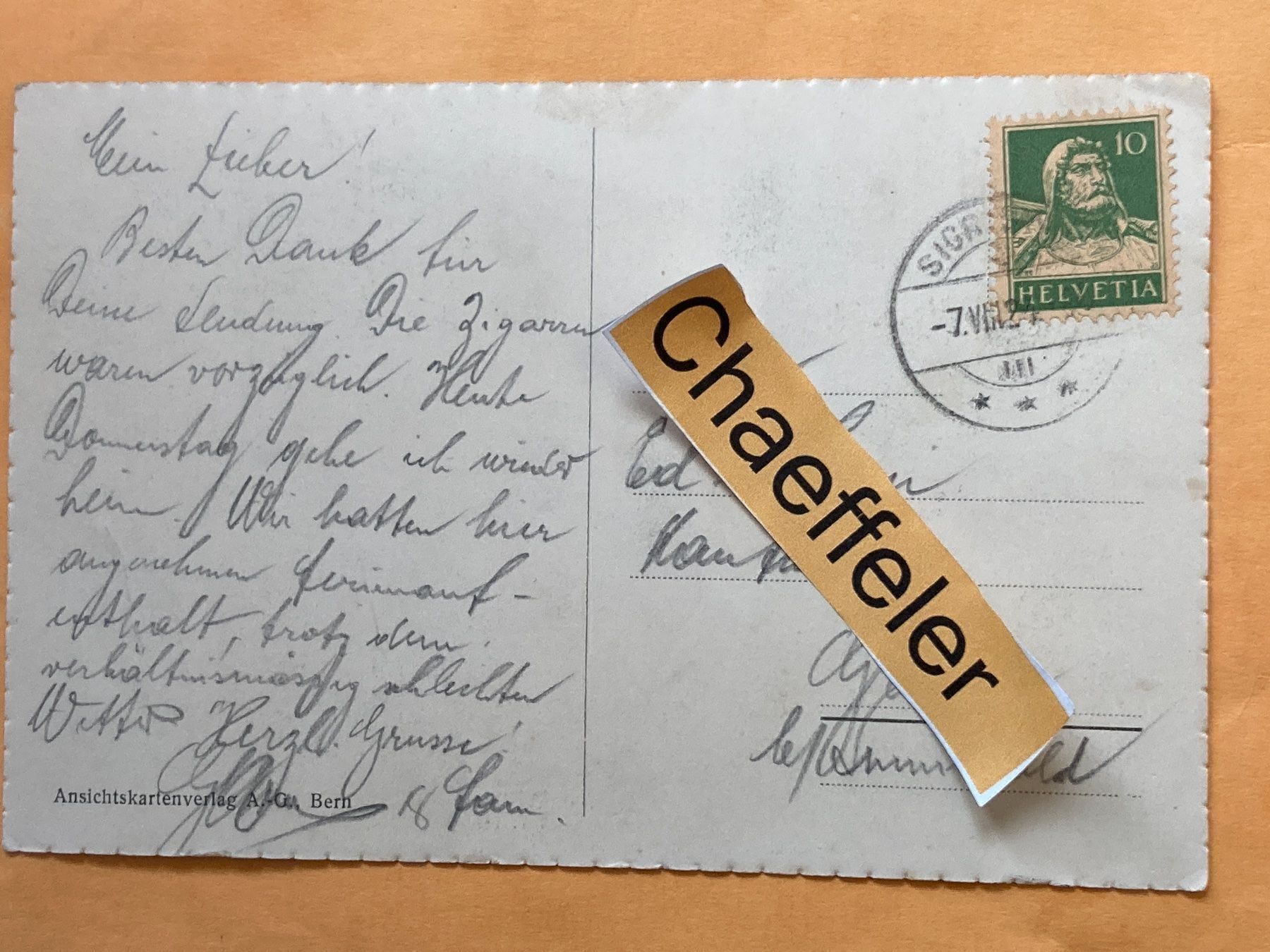 Cartoline postali: 1924  Justisthal - Scheibenfluh – Usato da Zürich venduto da Chaeffeler 1
