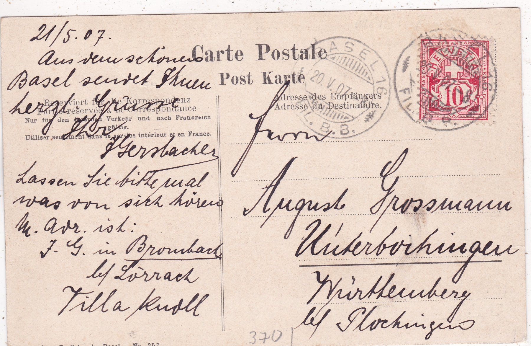 Cartes postales: Basel Wettsteinbrücke 1907 – D'occasion à Herisau par Lisegrat2008 1