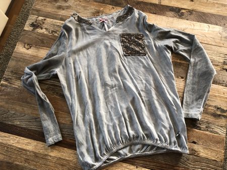 Shirt Bluse Mogul Damen Größe S, Farbe grau- oliv