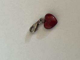 Süsser Herzanhänger, Charm, rot, Emaille