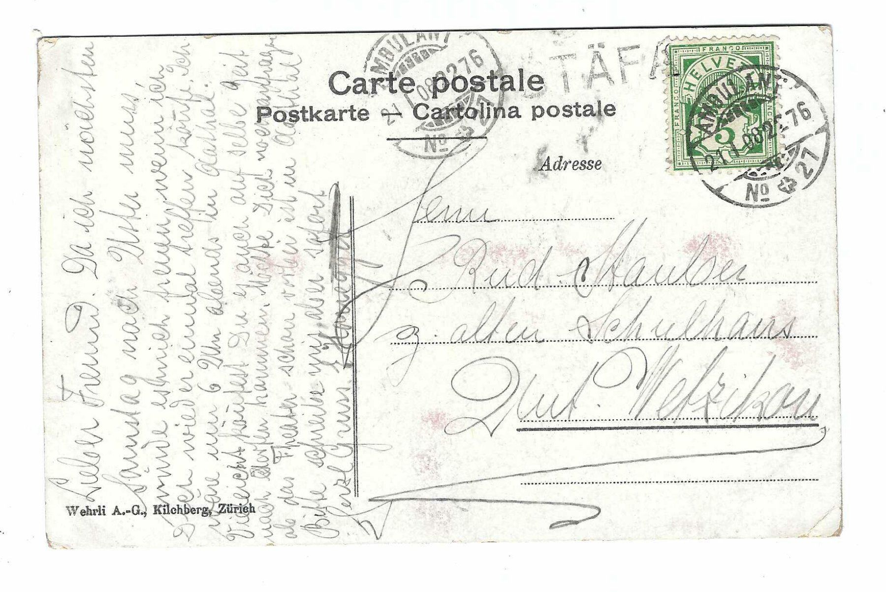 Tous les timbres: Stabstempel Stäfa 1908 0u – D'occasion à Aarau par fussball-fussball