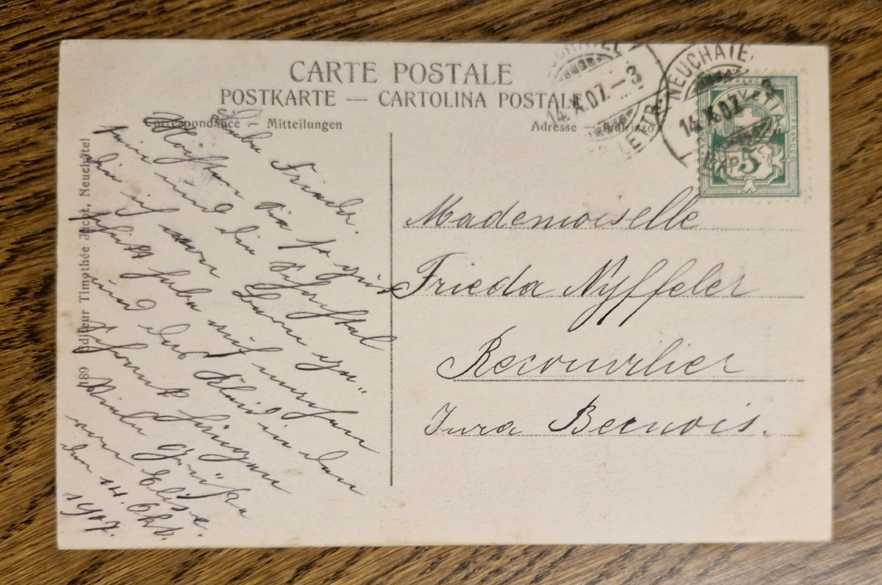 Cartoline postali: Neuchâtel, Monument de la République 1907 – Usato da Ebikon venduto da Donar50 1