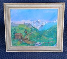 Gemälde mit Berglandschaft im Rahmen, Zofingen signiert