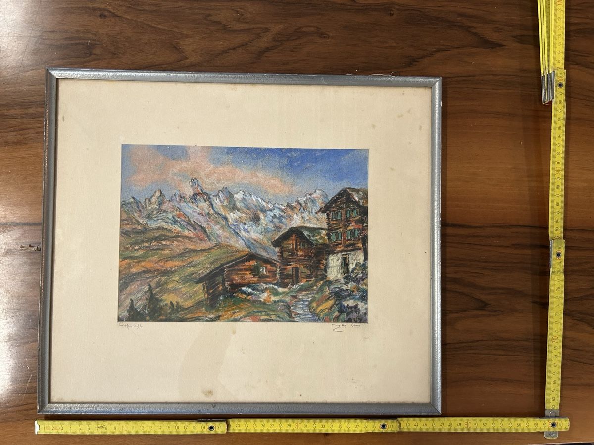 Tableaux: Berggemälde mit chalet – D'occasion à Zürich par BashasBrockenhaus 3