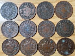 Lot 2 Rappen 1850/1941 - Lot 12 Stück!