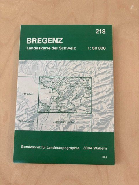 Cartine & Atlanti: Landeskarte der Schweiz: Blatt 218 BREGENZ – Usato da Préverenges venduto da Andreas03