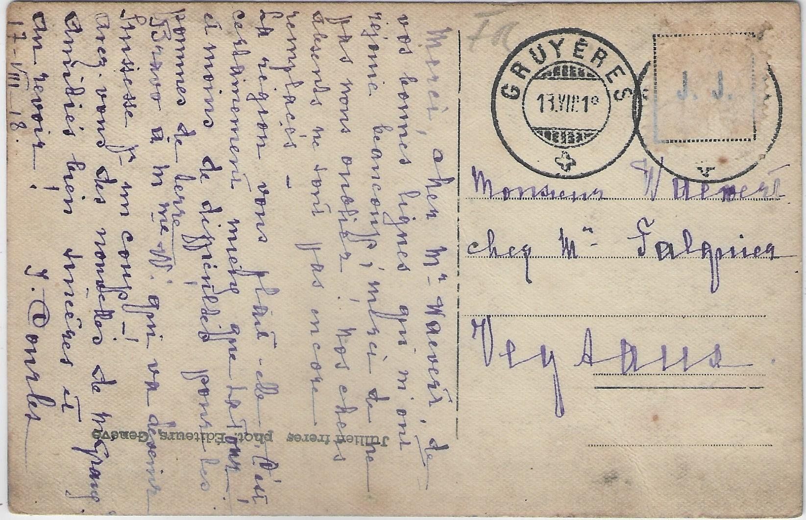 Cartoline postali: Chateau de Gruyeres au Crepuscule – Usato da Ettingen venduto da Kartenplanet 1