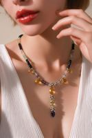 Unikat - Onyx, Fluorit, Citrin Steine Collier NEU