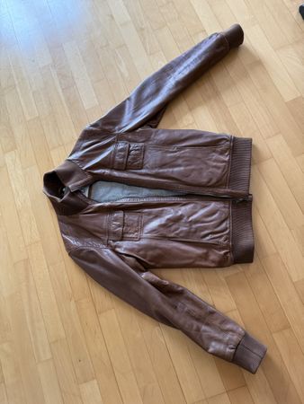 Braune Vintage-Lederjacke, Grösse L