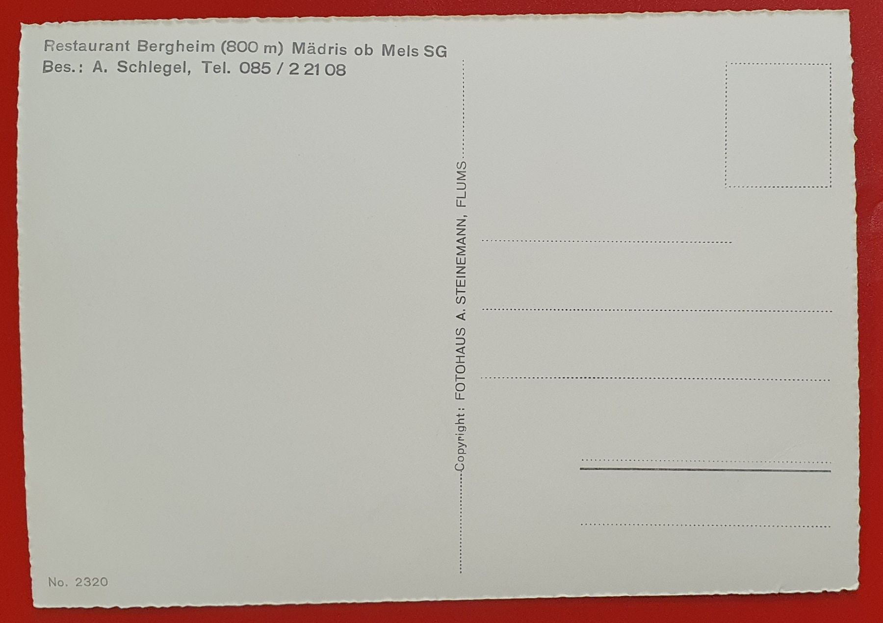 Ansichtskarten: Mädris ob Mels - Restaurant Bergheim – Gebraucht aus Kreuzlingen von Rschweiz1 1