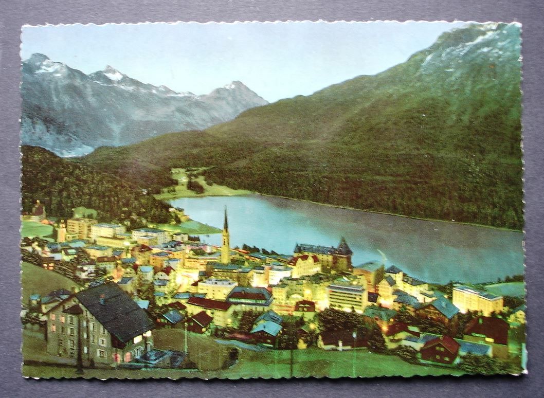 Cartoline postali: ST. MORITZ Gesamtansicht bei Nacht – Usato da Jona venduto da philajona