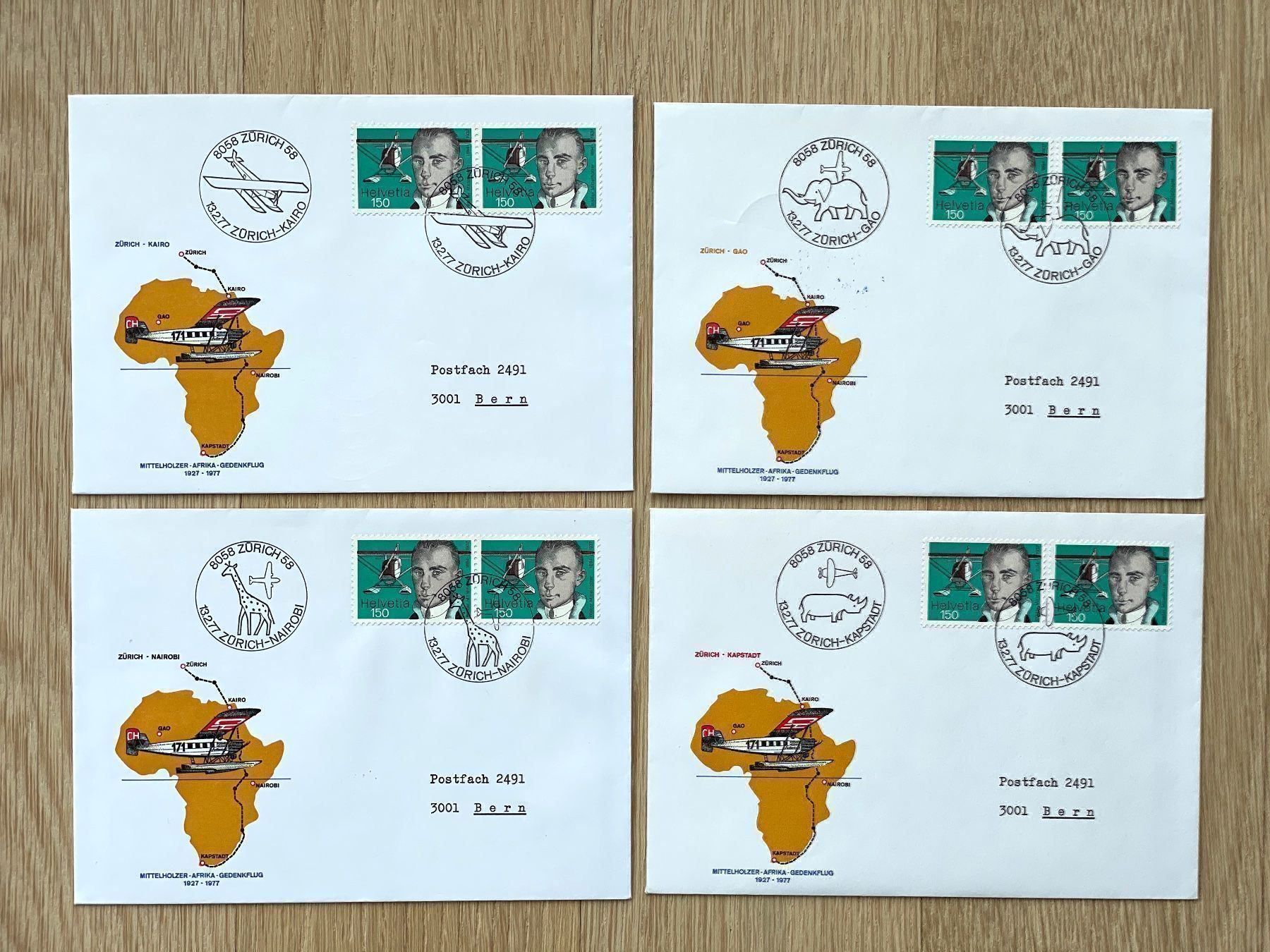 Tutti i francobolli: FDC Afrikaflüge Walter Mittelholzer 1977 – Nuovo (secondo la descrizione) da Zürich venduto da Marfe1