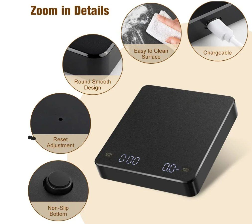 Laborzubehör: Digitale Kaffeewaage mit Timer & USB, 3kg/0,1g, LED-Display – Neu und originalverpackt aus Genève von Anna-38 5