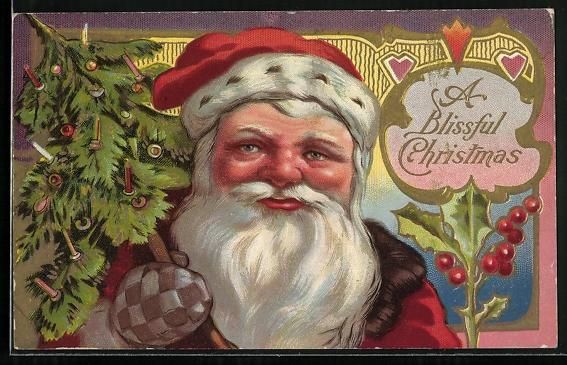 Cartes postales: Weihnachtsmann mit geschmückten Tannenb – D'occasion à Berlin par bartko-reher