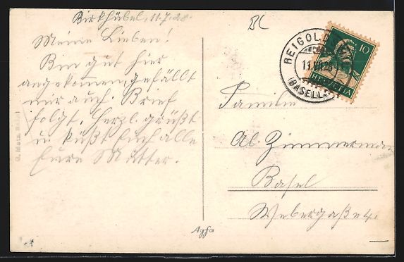 Cartoline postali: AK Reigoldswil, Teilansicht mit Bergen – Usato da Berlin venduto da bartko-reher 1