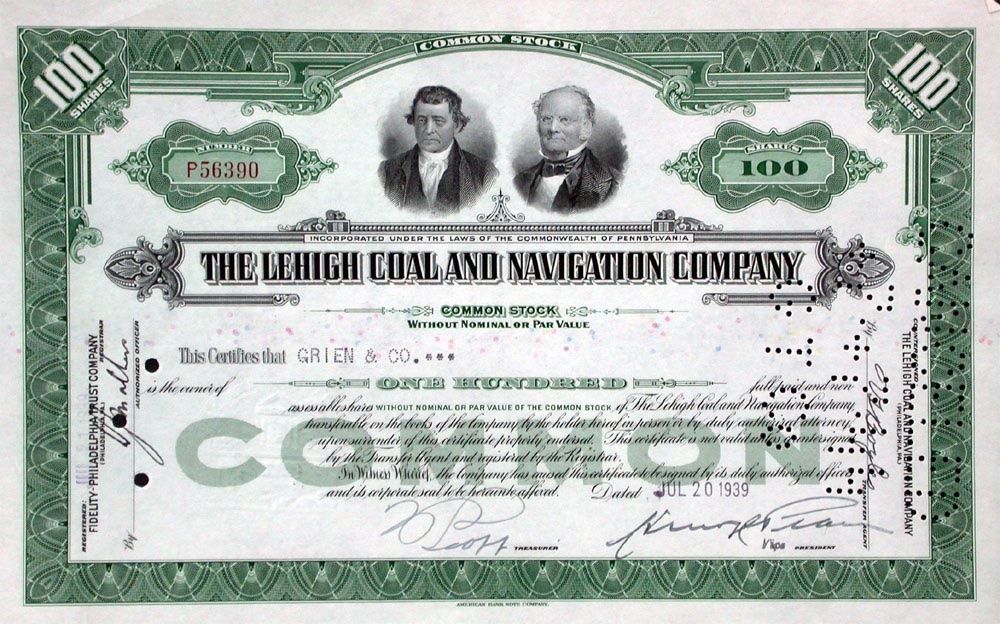 Dokumente: Lehigh Coal and Navigation Company - 1930 – Gebraucht aus Solothurn von Sgasche