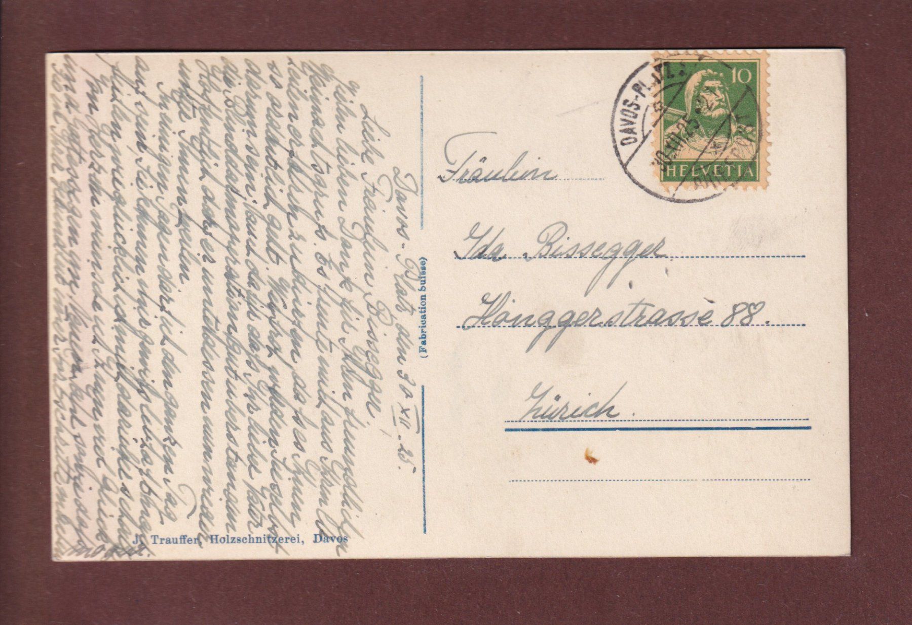 Cartes postales: DAVOS - Teilansicht - 1925 – D'occasion à Pully par nicecards 1