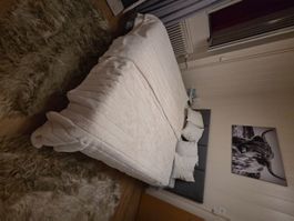Doppelbett Polsterbett grau gebraucht in gutem Zustand