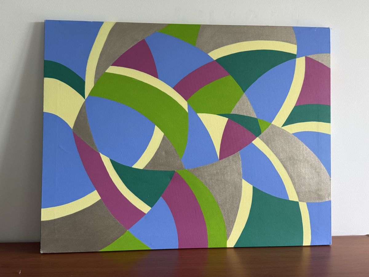 Gemälde: Abstract Painting Geometric Style Canvas Unsigned Used – Gebraucht aus Lugano von Luswre 2