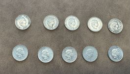  5 Rappen Münzen, diverse Jahrgänge, 1945-1978