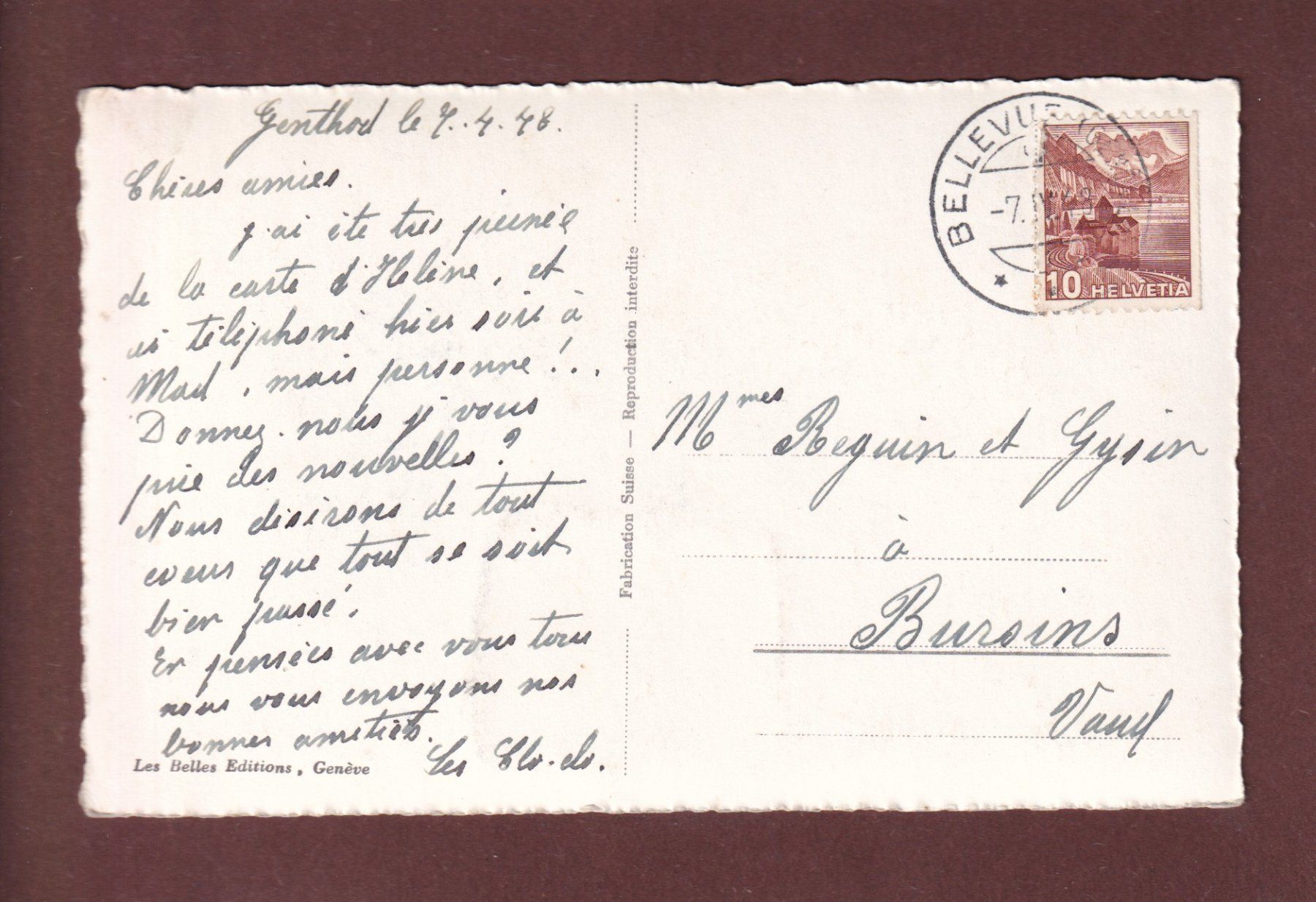Cartoline postali: GENTHOD - L'Eglise – Usato da Pully venduto da nicecards-shop 1