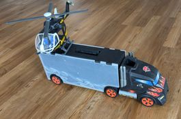 Spielzeug LKW mit Hubschrauber schwarz gebraucht