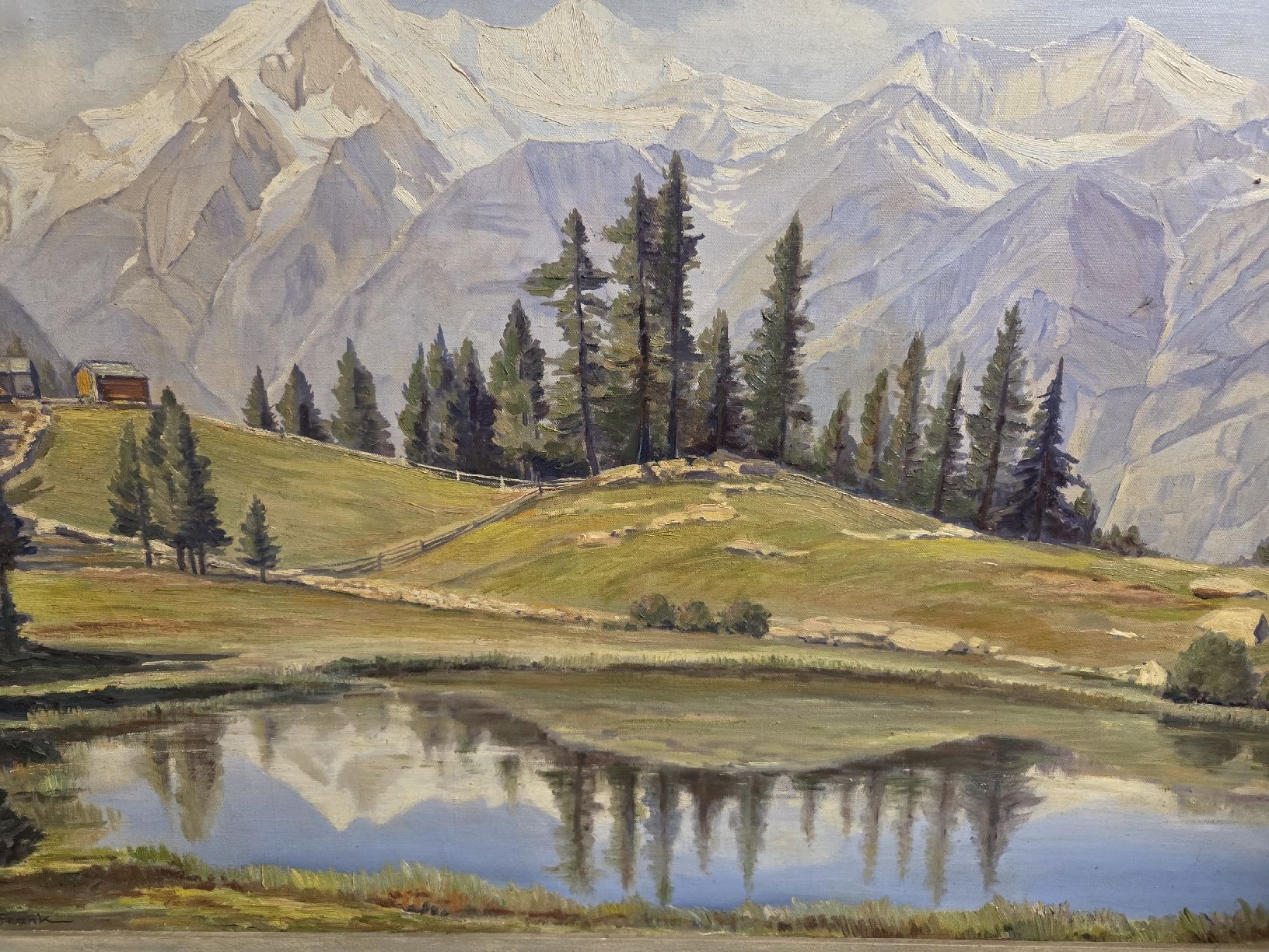 Dipinti: Gemälde L.Frank, Berglandschaft mit See – Usato da Dietikon venduto da Allegra34 9