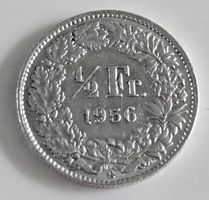 50 Rappen 1956 Helvetia Münze guter Zustand