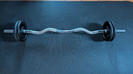 Curlstange mit Scheiben 4x5kg selten benutzt. 
