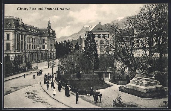 Cartes postales: AK Chur, Post- und Fontana-Denkmal – D'occasion à Berlin par bartko-reher