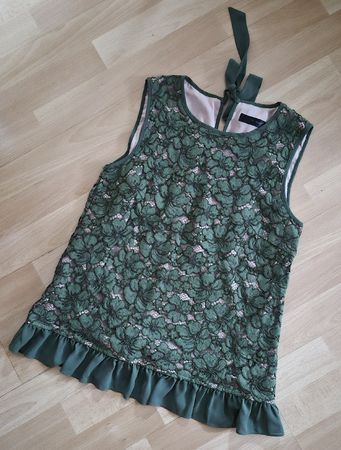 Hunkemöller Top Bluse Gr. S grün mit Spitze