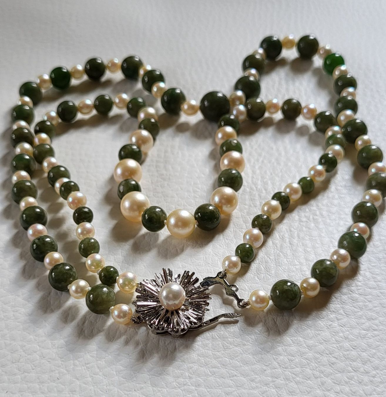 Catenine: 585 Weiss Gold Perlen und Stein Collier – Usato da Wald ZH venduto da Dasilver 6