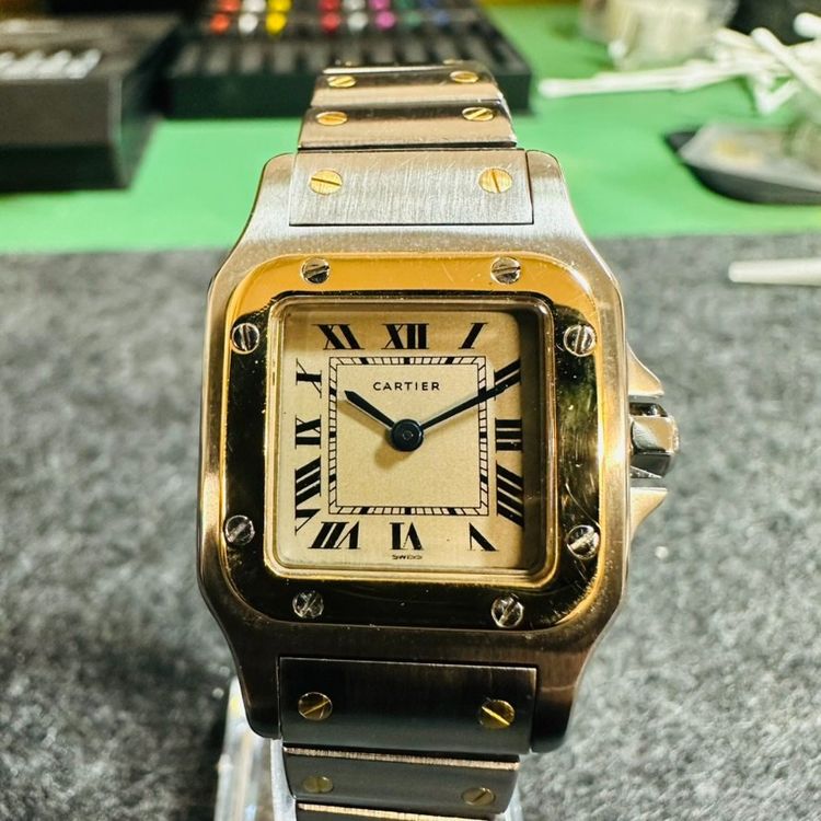 Cartier Santos Galbée 166930 Damenuhr Stahl Gold