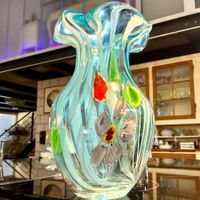 MURANO BUNTE MASSIVE VINTAGE VASE, TOP ZUSTAND, 3150 GR