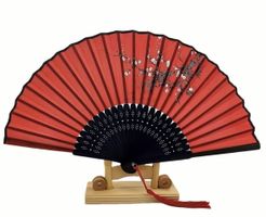 Wedel Fächer Bambus schwarz-rot neu