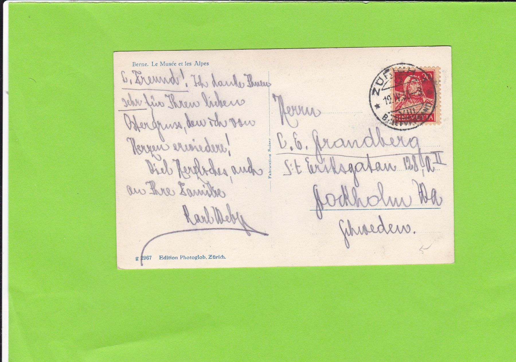 Cartoline postali: Bern-Museum und die Alpen – Usato da St. Peterzell venduto da neckertal 1