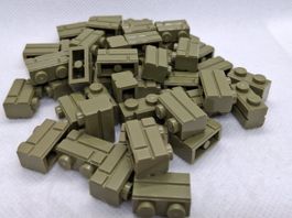 Lego 50 Stk. Mauersteine 1x2 Olivgrün (Profile brick) (new)