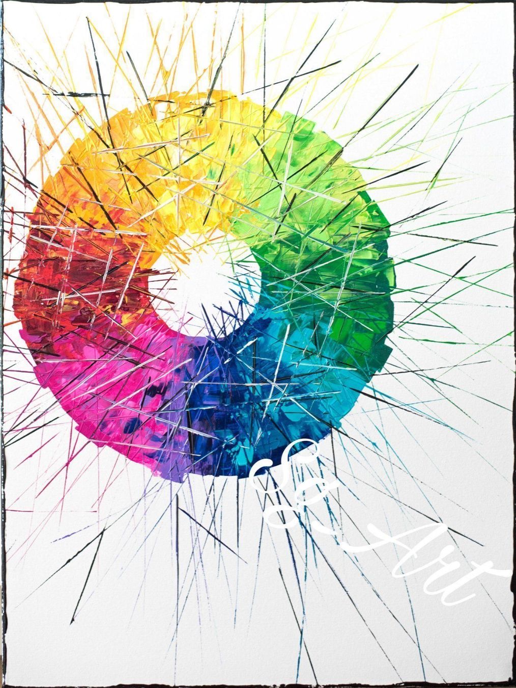 Dipinti: Acrylbild Kreis bunt abstrakt Unikat – Nuovo (secondo la descrizione) da Rheinau venduto da Sussel 1
