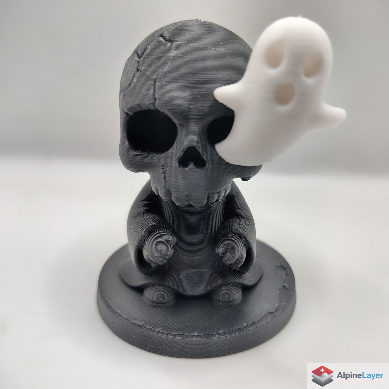 Statuette: Haunted Skull with Ghost 3D Printed Decor Black White – Nuovo (secondo la descrizione) da Losone venduto da AlpineLayer