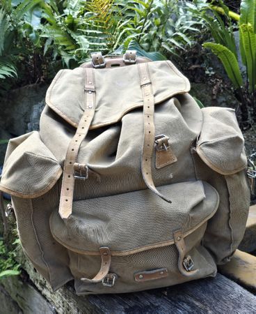 Rucksack Lafuma France Segeltuch Leder braun gut erhalten