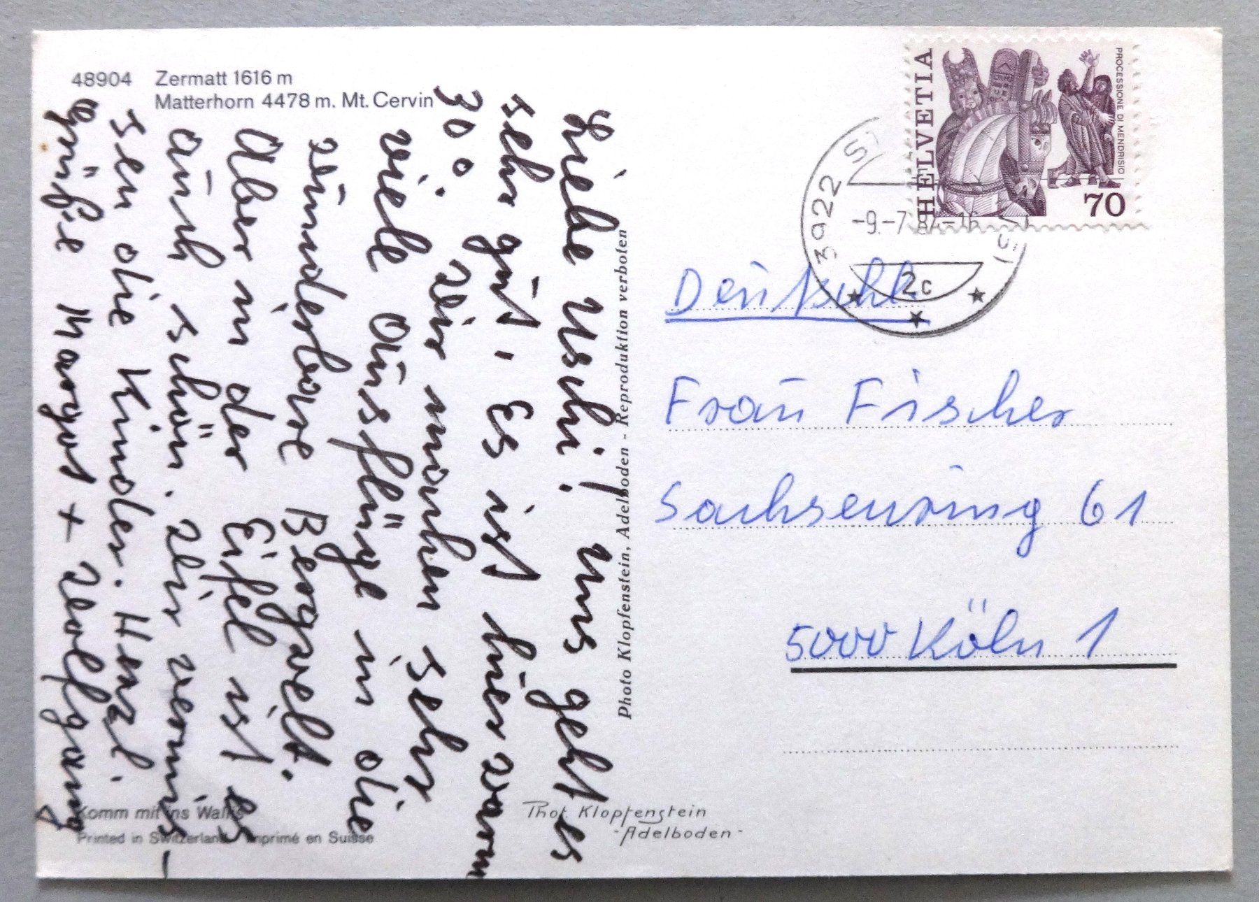 Cartoline postali: Zermatt 616 m, Matterhorn 4478 m – Difettoso da Fétigny venduto da Billy2miny 1