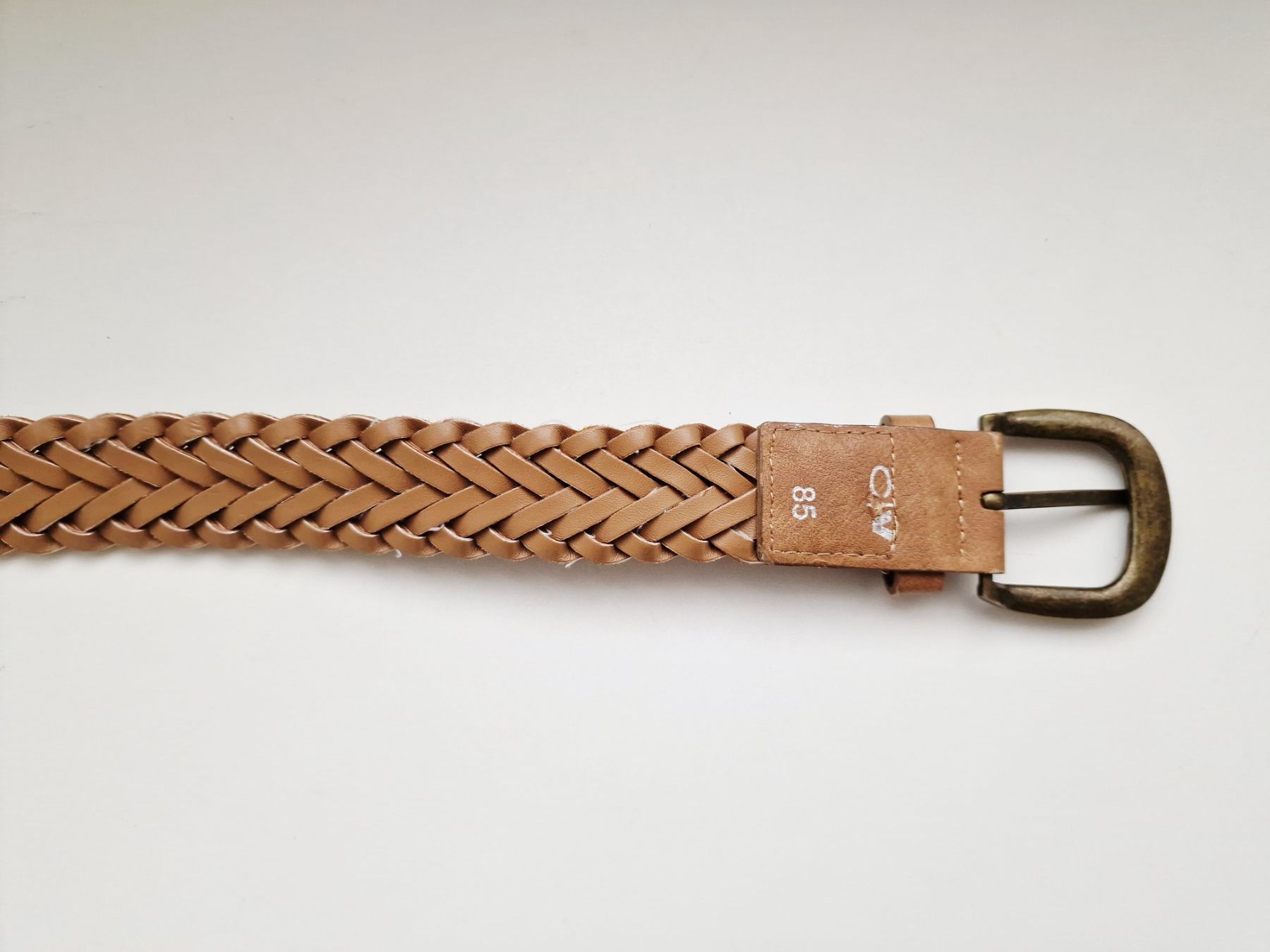 Cinture: Damen Flecht Gürtel 80-90 Cognac Kunstleder – Usato da Hallau venduto da CHACLA 1