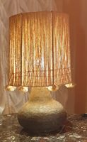 Steingut grosse Tischlampe mit Sisal Vintage