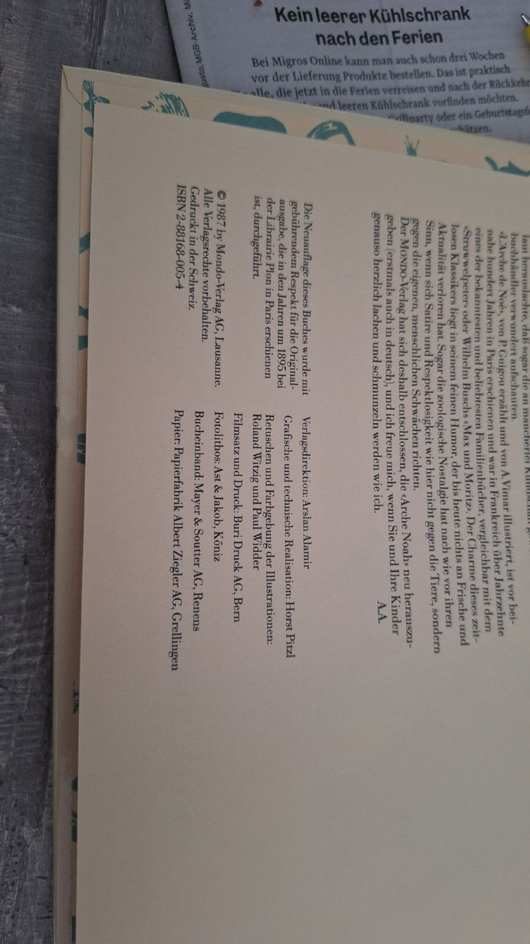Bücher: Buch Die Arche Noah 1987 – Gebraucht aus Wanzwil von chlinih93 1