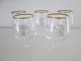 5  Napoleon Cognac oder Brandy Gläser mit Goldrand